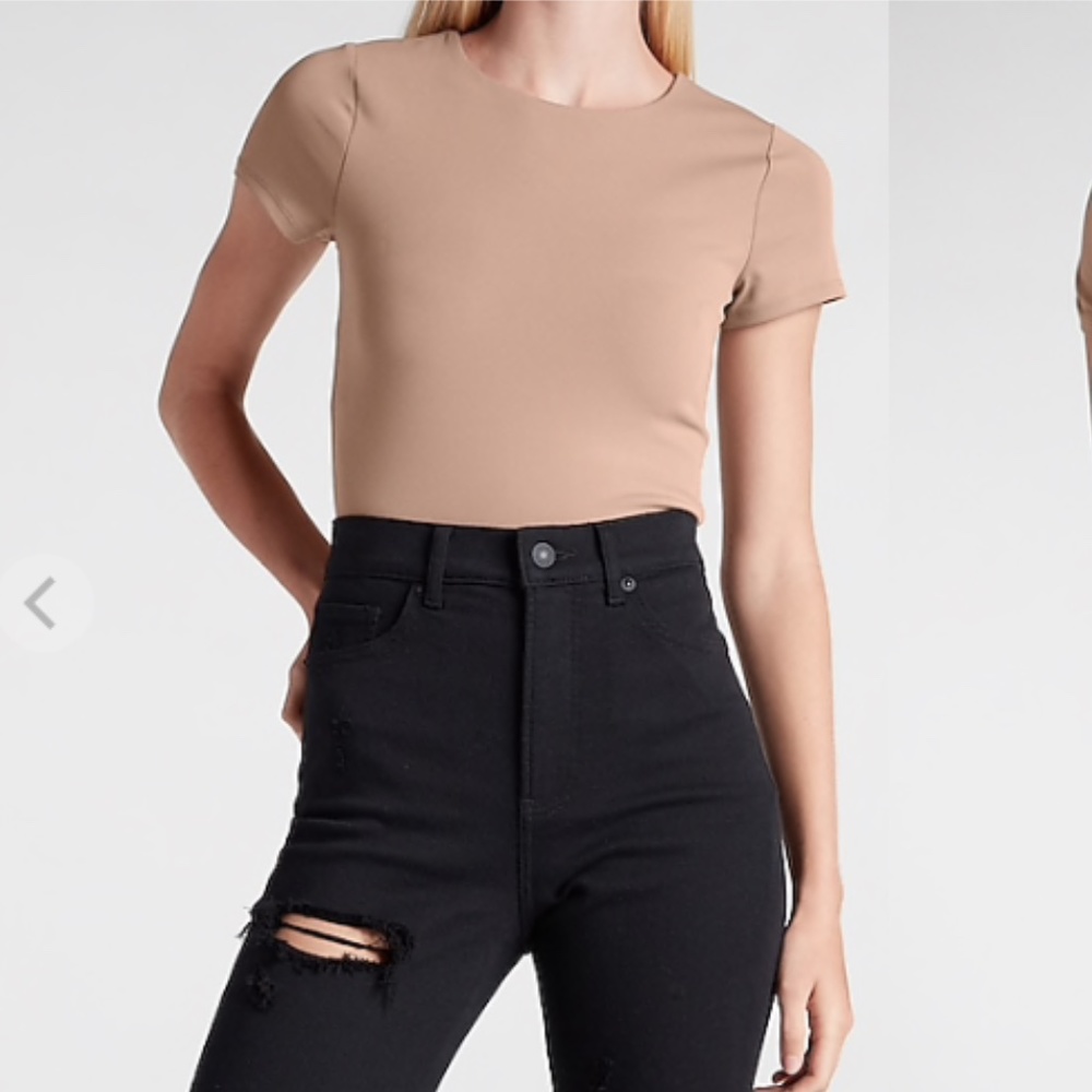 Express Body Contour Cropped Crew Tee, XS
